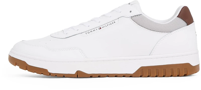 Tommy Hilfiger Men’s Basket Core Lite Low Top Court Trainers, Off-White (White/Grey Whisper), 6.5