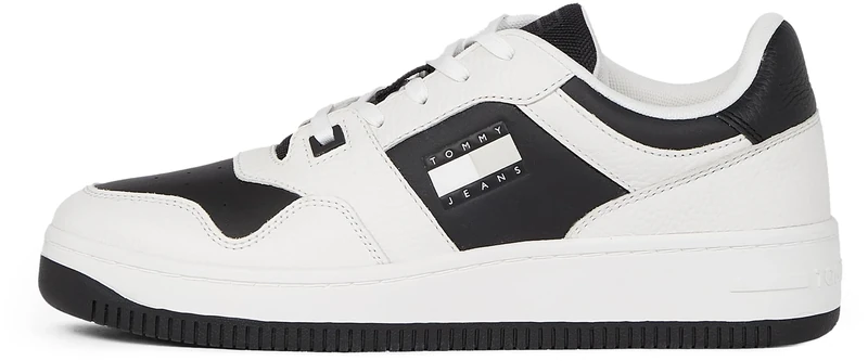 Tommy Jeans Men’s Retro Basket Tumble Low Top Cupsole Trainers, White (Ecru), 8