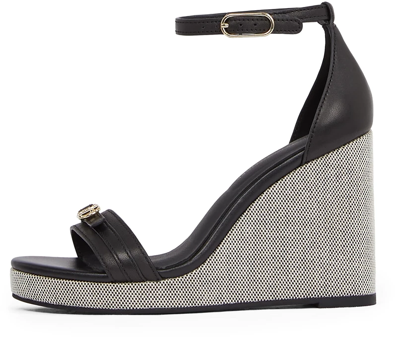 Tommy Hilfiger Women’s Leather Wedge Espadrilles, Black (Black), 7.5 - Image 1