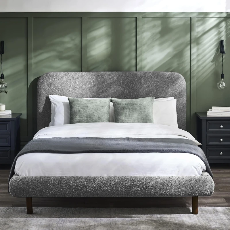 Julian Bowen Hannah Double Bed 135Cm - Grey Boucle