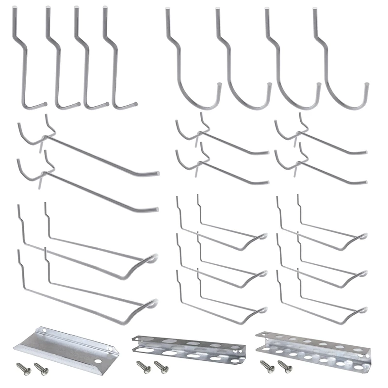 Simon Rack Assortment of Pegboard Hooks, Tool Holder, Pack of 25, Galvanised
