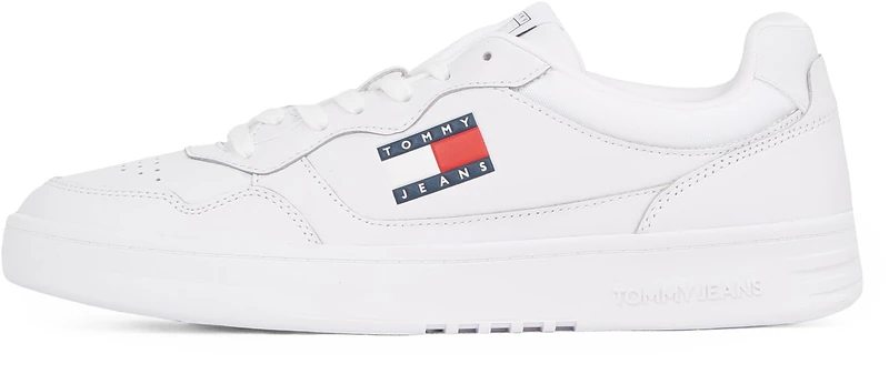 Tommy Hilfiger Men’s Essential Leather Cupsole Trainers, White (White), 8