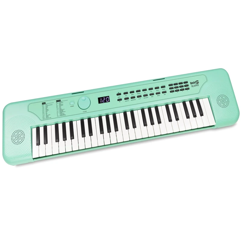 49 Key Keyboard Piano, Portable Electronic Music Keyboard with Speakers, USB-C Power or Battery Operation, Headphone Input, 200 Tones, 200 Rhythms, 50 Songs, Record & Playback, Note Stickers & Lessons