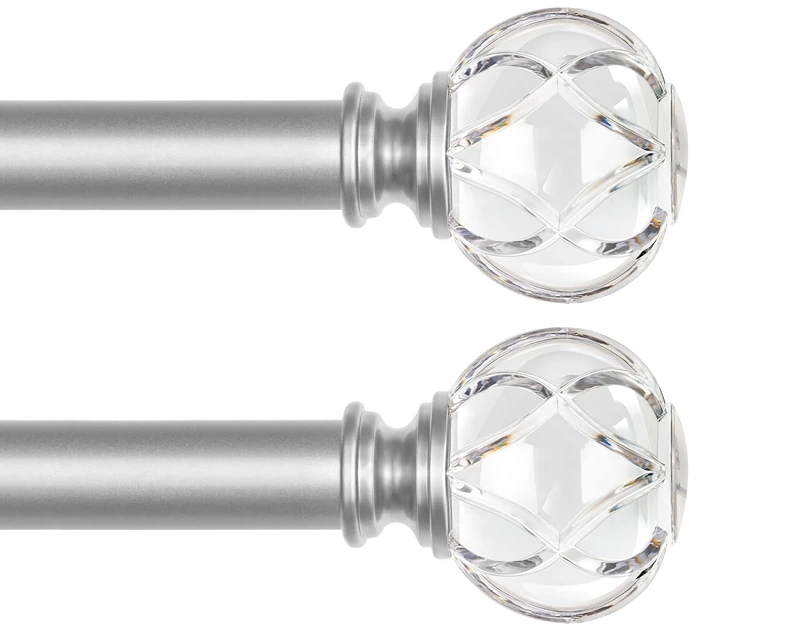 KAMANINA Silver Curtain Rods for Windows 48-84 Inch Heavy Duty Drapery Rod