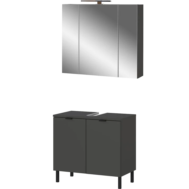 Germania 2-piece bath set 9919-547 GW-Arcena, in graphite, with metal feet, 76 x 200 x 34 cm (WxHxD)