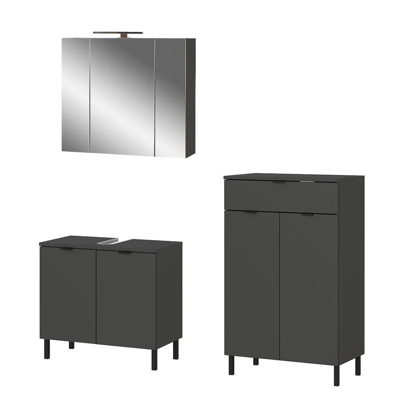 Germania 3-piece bath set 9925-547 GW-Arcena, in graphite, with metal feet, 151 x 200 x 34 cm (WxHxD)