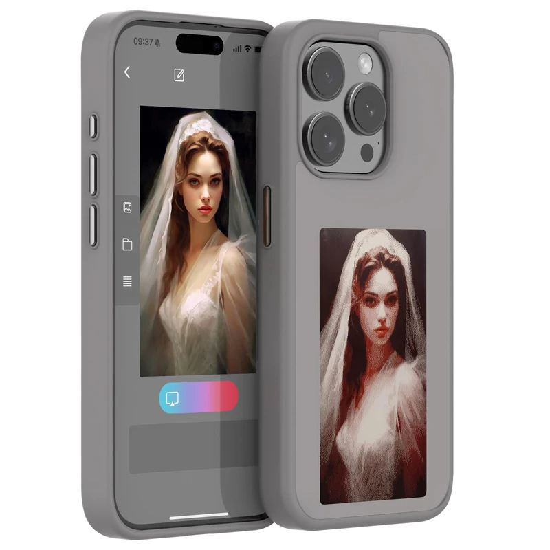 YATUO DIY E-Ink Phone Case for iphone13 PRO APP Operation Smart Photo Rear Projection Customiza Phone Case Instantly Display Photos On The Ink Screen Back Cover Personalize Your Phone case (Gray)