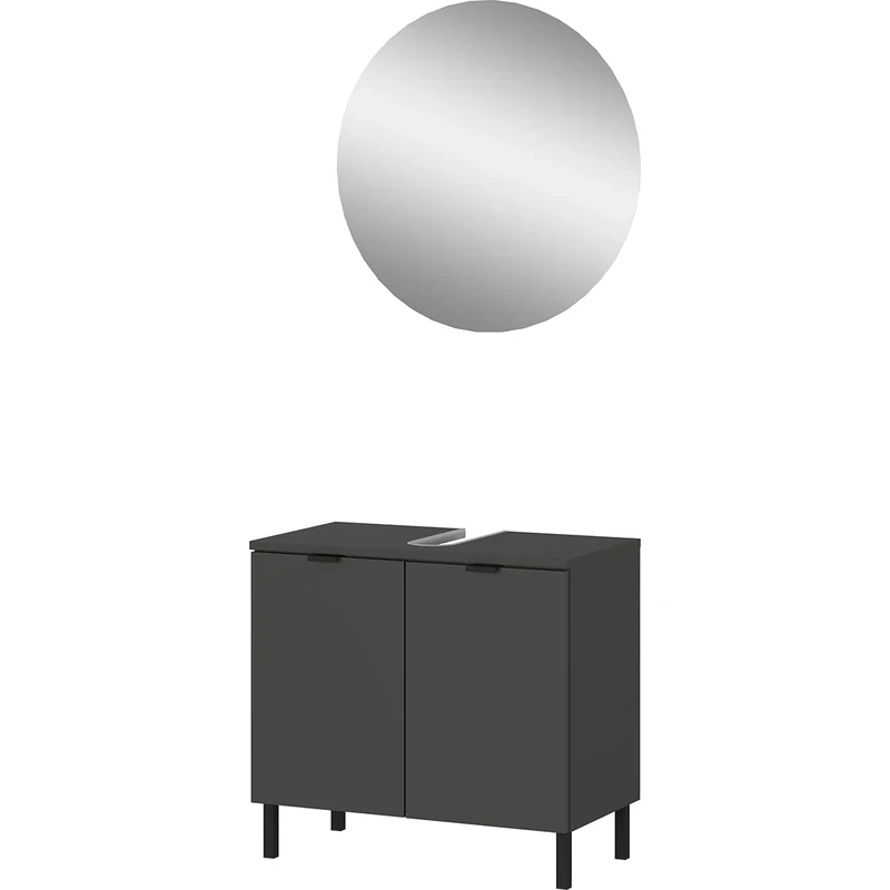 Germania 2-piece bath set 9918-547 GW-Arcena, in graphite, with metal feet, 60 x 200 x 34 cm (WxHxD)