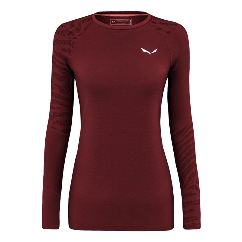 Salewa Cristallo Warm Alpine Merino Responsive Long Sleeve Baselayer Women, Red, M