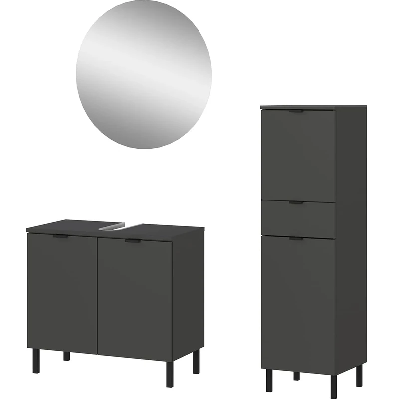 Germania 3-piece bath set 9920-547 GW-Arcena, in graphite, with metal feet, 109 x 200 x 34 cm (WxHxD)