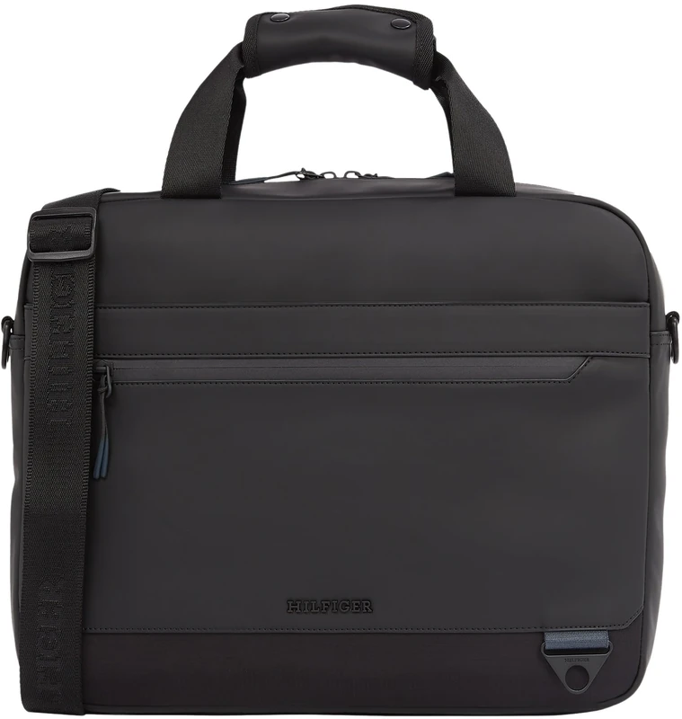 Tommy Hilfiger Men’s Seasonal Laptop Bag with Detachable Strap, Black (Black), One Size