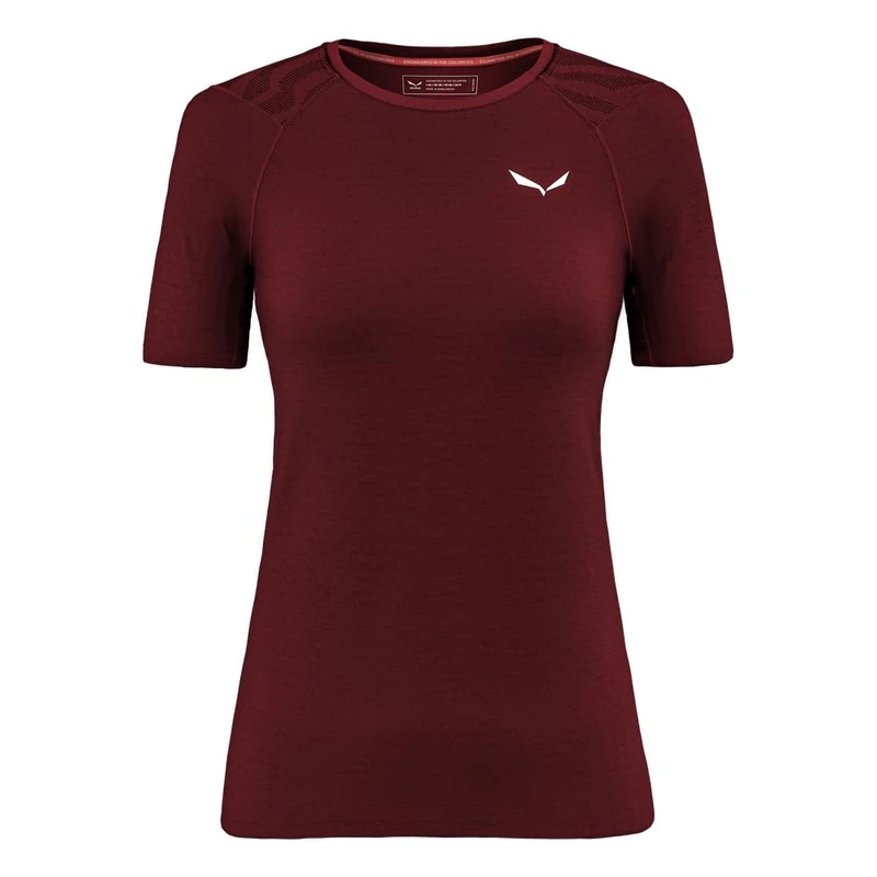 Salewa Cristallo Warm Alpine Merino Responsive Short Sleeve Baselayer Women, Red, XL