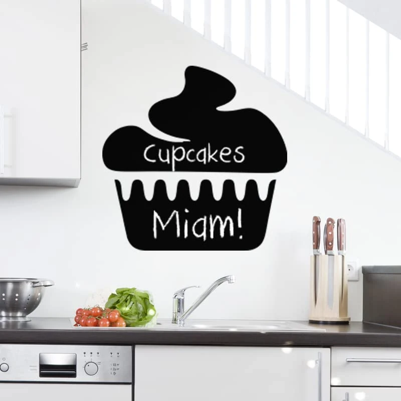 Ambiance Sticker Blackboard Slate – Removable Adhesive Wall Stickers – Cupcake Design – H110 x L110 cm