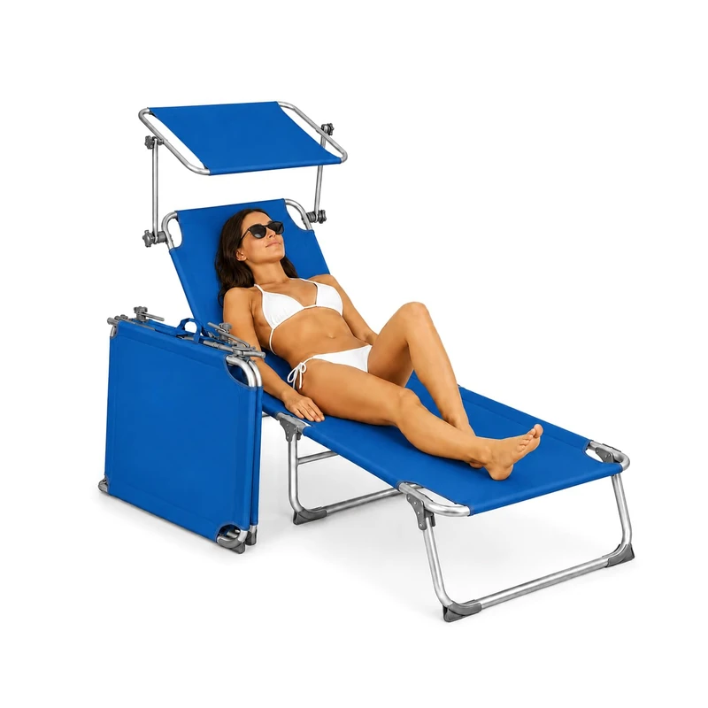 Avilia Sunbed, Aluminium Textilene, Blue, 196x58x25 cm - Image 1