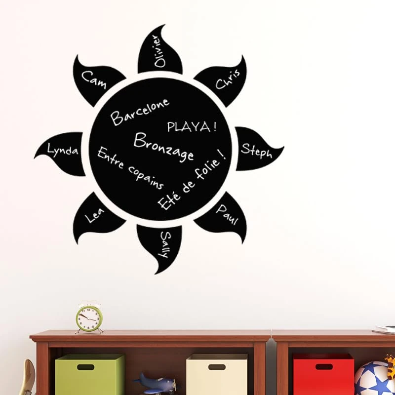 Ambiance Sticker Blackboard Slate – Removable Adhesive Wall Stickers – Sun Design – H100 x L100 cm - Image 1