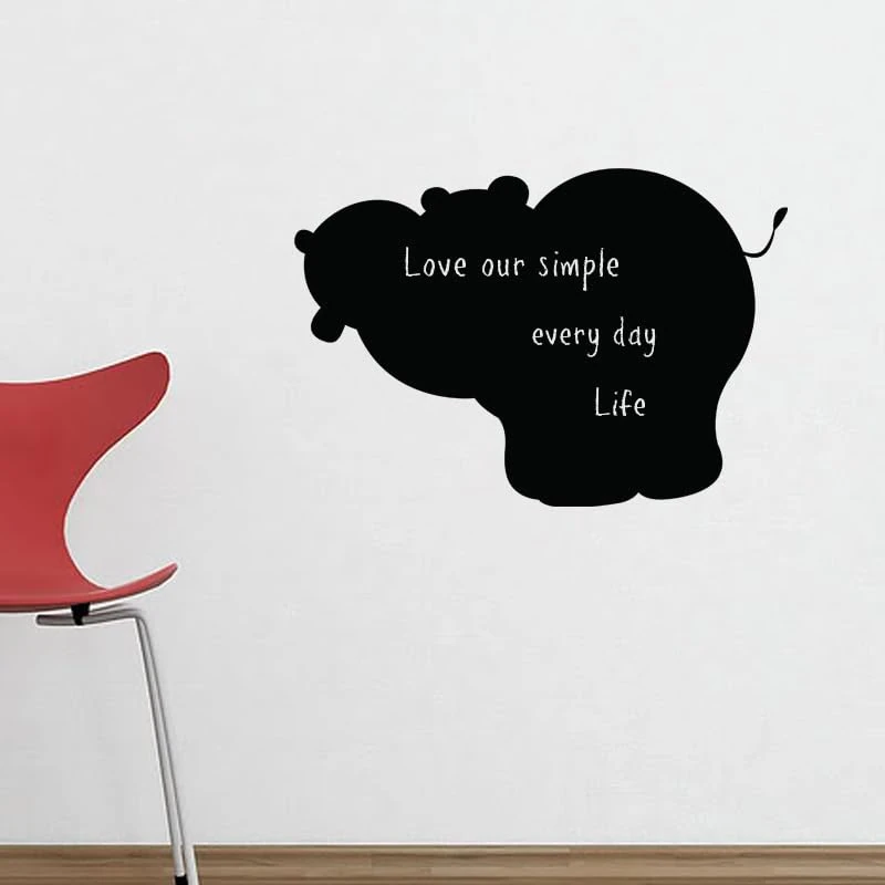 Ambiance Sticker Blackboard Slate – Removable Adhesive Wall Stickers – Hippo Silhouette – H95 x L140 cm