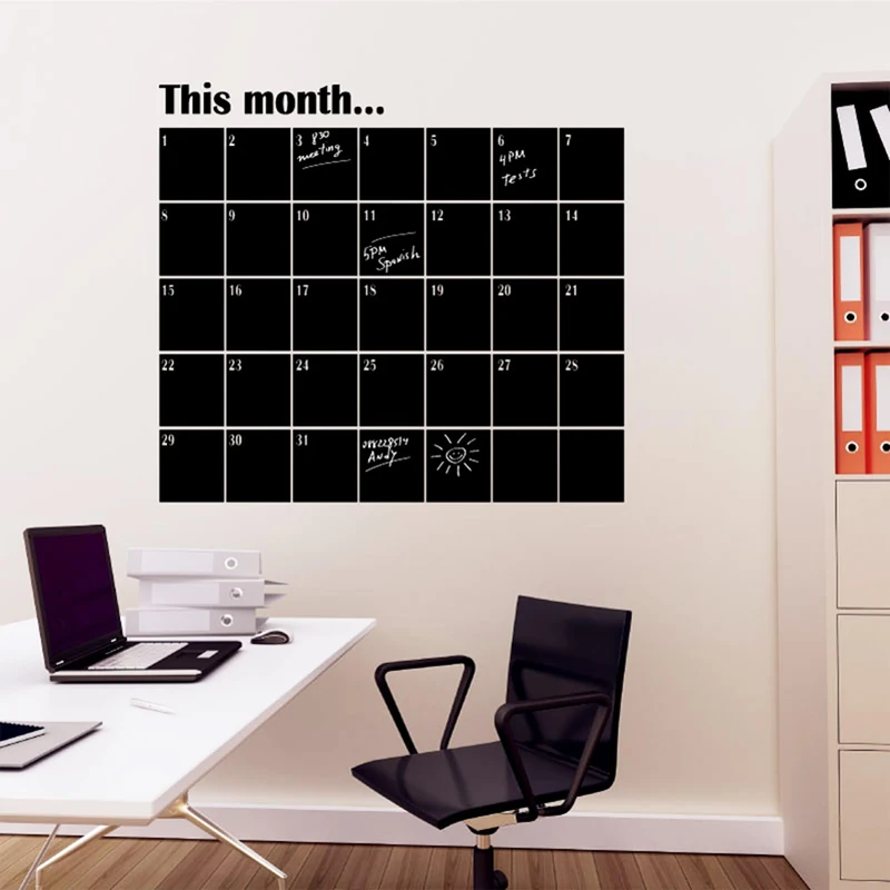 Ambiance Sticker Blackboard Slate – Removable Adhesive Wall Stickers – Monthly Calendar – H200 x L50 cm