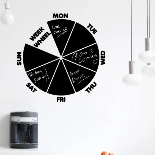 Ambiance Sticker Blackboard Slate – Removable Adhesive Wall Stickers – Weekly Wheel Calendar – H90 x L90 cm