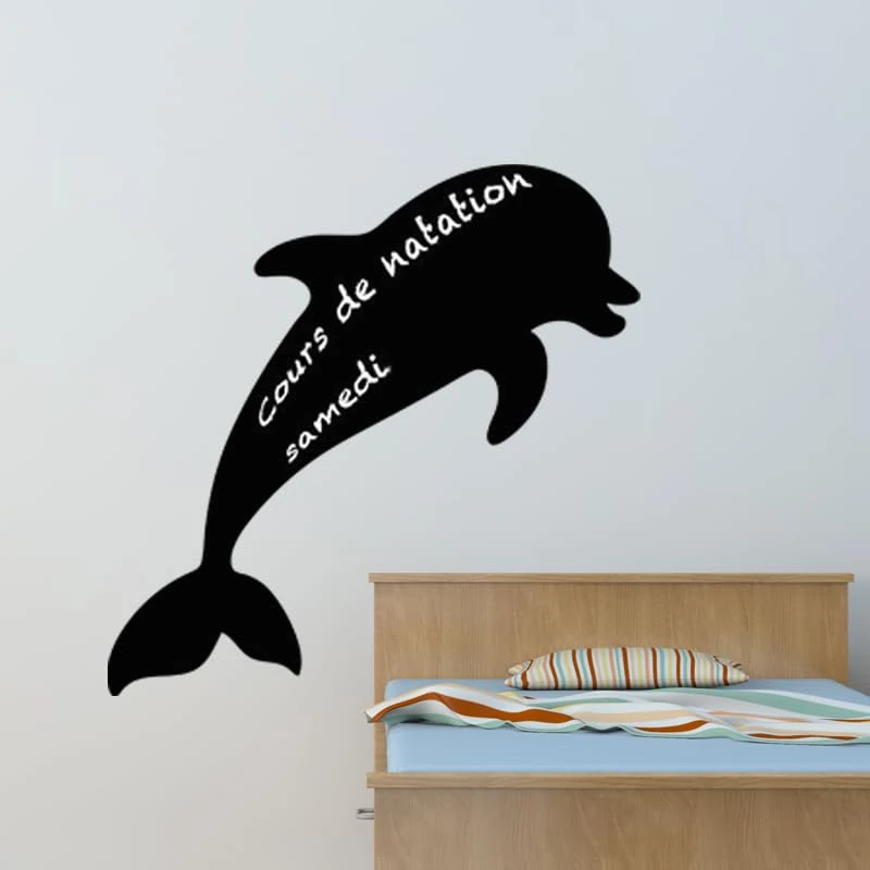Ambiance Sticker Blackboard Slate – Removable Adhesive Wall Stickers – Dolphin Silhouette – H100 x L100 cm - Image 1