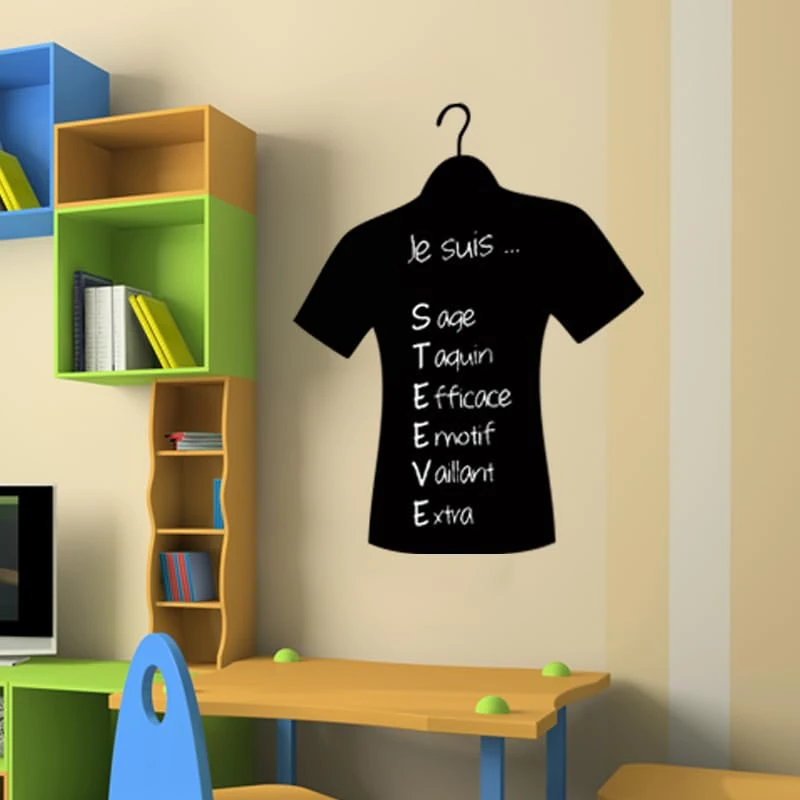 Ambiance Sticker Blackboard Slate - Erasable Adhesive Wall Stickers - Shirt for Men - H55 x L45 cm - Image 1