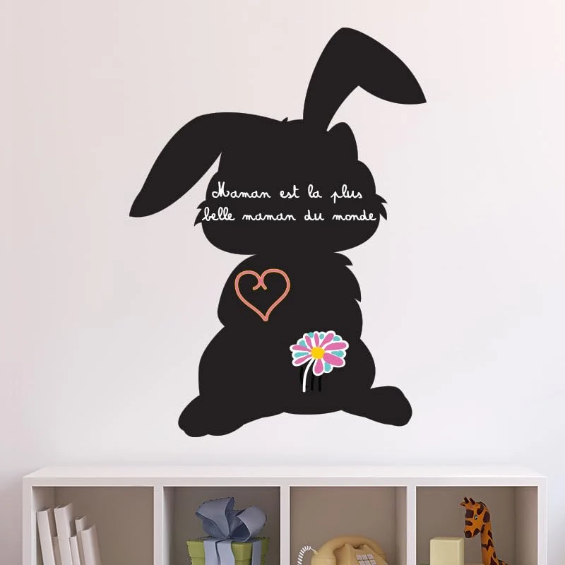 Ambiance Sticker Blackboard Slate – Removable Adhesive Wall Stickers – Rabbit – H115 x L85 cm