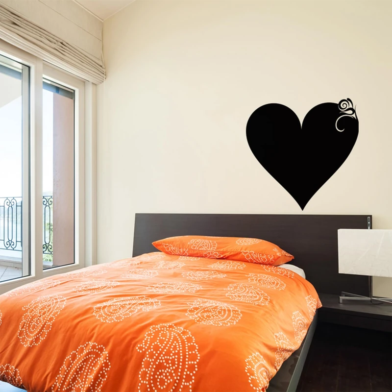 Ambiance Sticker Blackboard Slate – Adhesive Erasable Wall Stickers – Classic Heart Design – H110 x L110 cm