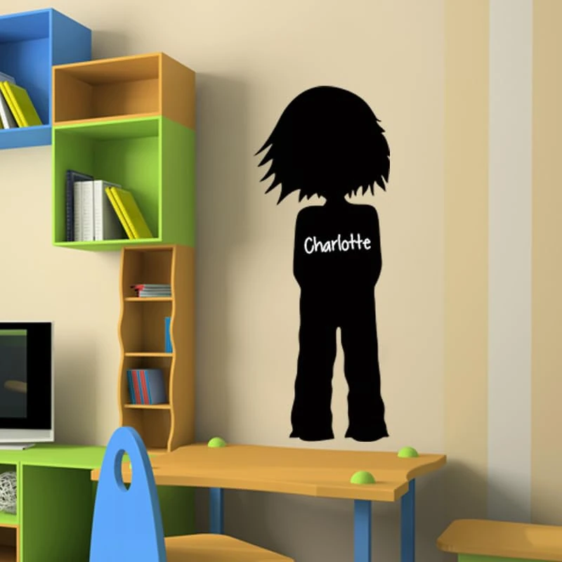 Ambiance Sticker Blackboard Slate – Removable Adhesive Wall Stickers – Little Girl Silhouette – H175 x L65 cm