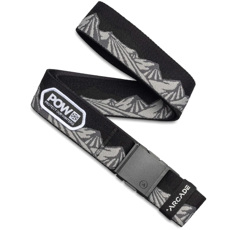 Arcade Belts A2 Unisex Adventure Belt: Heavy Duty Stretch, Metal Free Buckle, Pow X Joseph Toney - Black/Charcoal, Standard (Up to 40"); 1.5" Wide