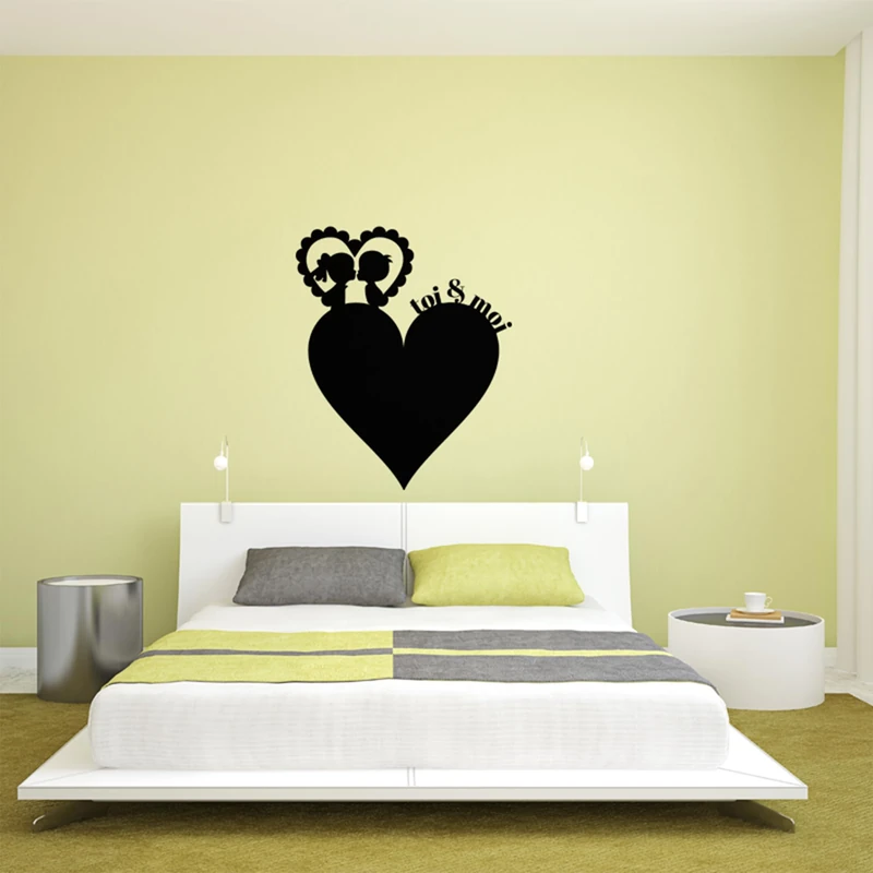 Ambiance Sticker Chalkboard Slate – Removable Adhesive Wall Stickers – Heart You & Me – H110 x L90 cm