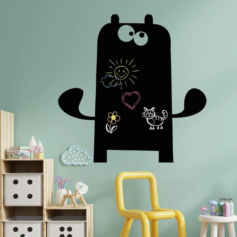 Ambiance Sticker Blackboard Slate – Erasable Adhesive Wall Stickers – Monster 1 – H65 x L65 cm