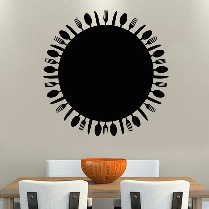 Ambiance Sticker Blackboard Slate – Removable Adhesive Wall Stickers – Table Cutlery – H100 x L100 cm