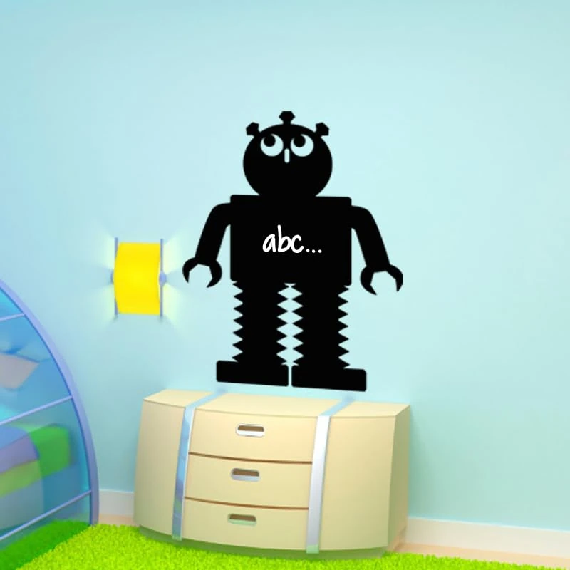 Ambiance Sticker Blackboard Slate – Removable Adhesive Wall Stickers – Robot Silhouette I – H50 x L40 cm