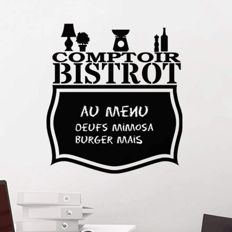 Ambiance Sticker Blackboard Slate – Removable Adhesive Wall Stickers – Bistro Counter – H110 x L100 cm - Image 1
