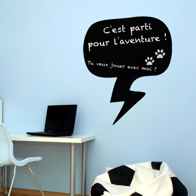 Ambiance Sticker Blackboard Slate – Removable Adhesive Wall Stickers – Talking Bubble – H125 x L100 cm