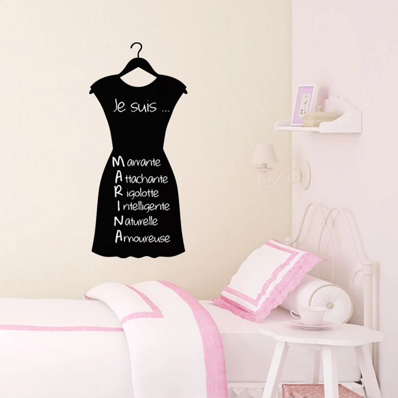 Ambiance Sticker Blackboard Slate – Removable Adhesive Wall Stickers – Women's Dress – H165 x L75 cm