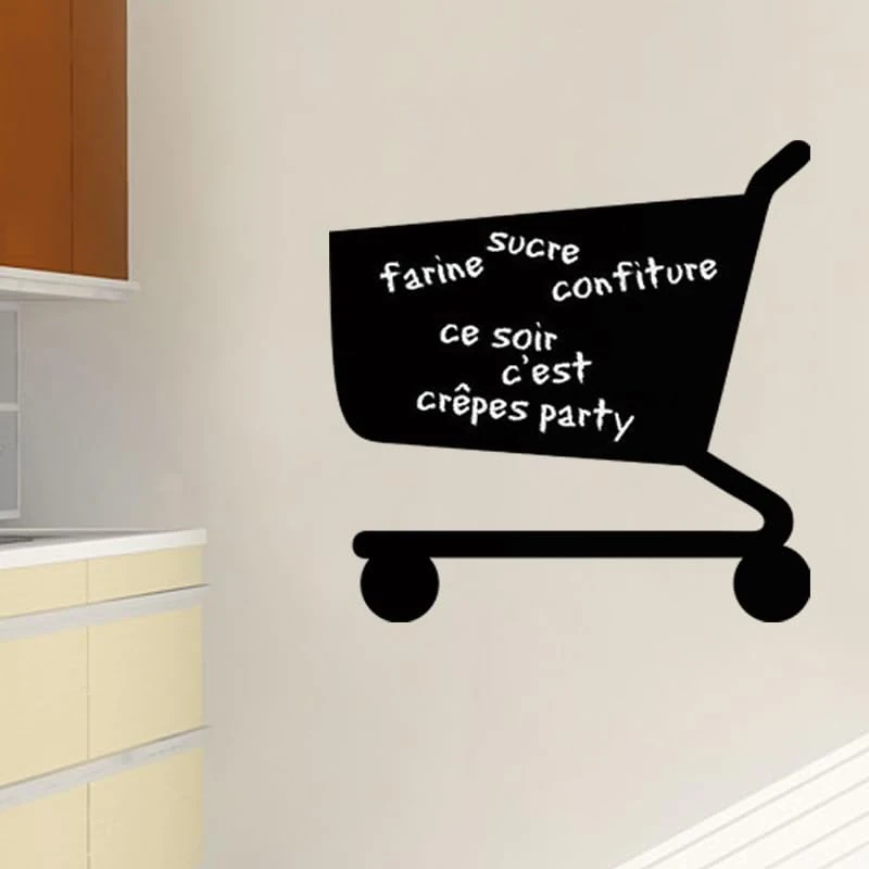 Ambiance Sticker Blackboard Slate – Removable Adhesive Wall Stickers – Trolley Design – H110 x L110 cm - Image 1
