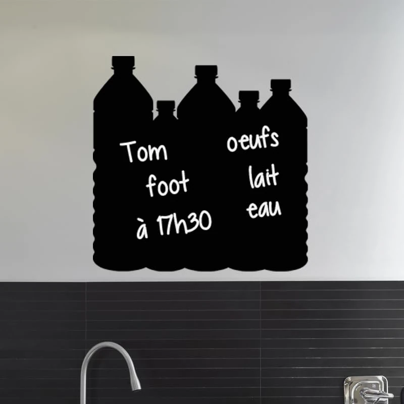 Ambiance Sticker Blackboard Slate – Removable Adhesive Wall Stickers – Bottle Design – H100 x L100 cm - Image 1