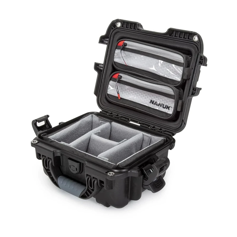 NANUK 905 Pro Waterproof Hard Case with 2-Pocket Lid Organizer and Padded Divider, Black