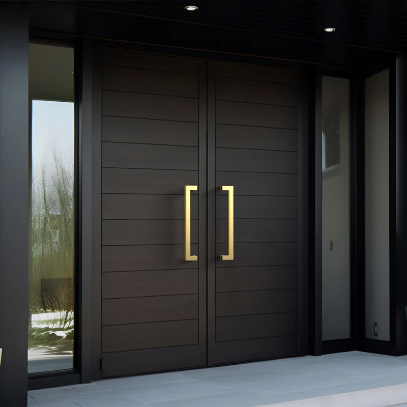 HYDROWARE Modern Contemporary Long Stainless Steel Push Pull Door Handle for Home Entrance Glass Shower Wooden Barn & Office Store Shop Doors - Brass Gold - 24 Inches