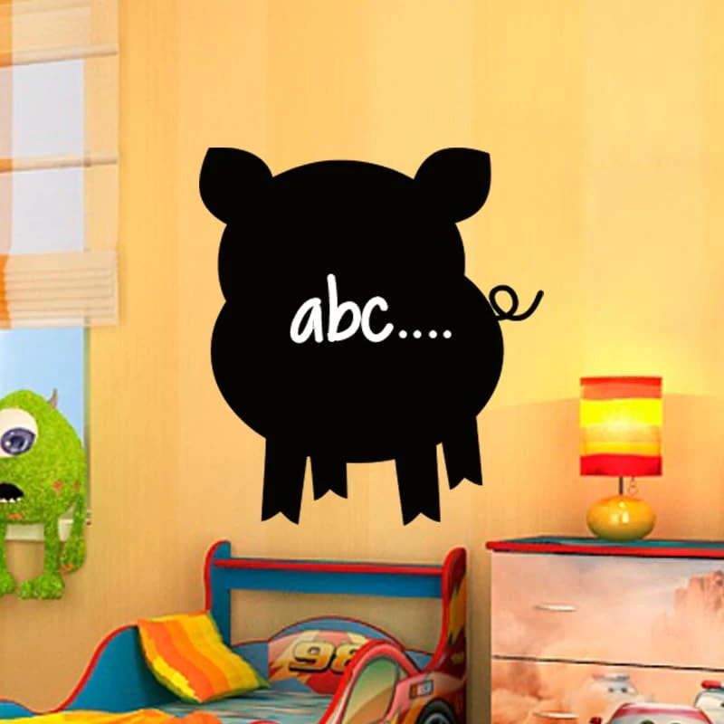 Ambiance Sticker Blackboard Slate – Erasable Adhesive Wall Stickers – Silhouette Little Pig – H110 x L100 cm - Image 1
