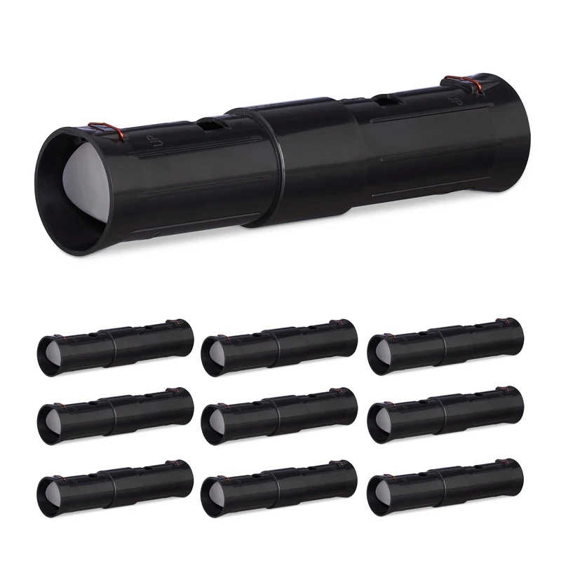 Relaxdays Mole Trap, Set of 10, Humane, Catch & Release, 2 Control Openings, Adjustable, Outdoor, Animal-Friendly, Black, 27 x 6 x 6 cm - Image 1