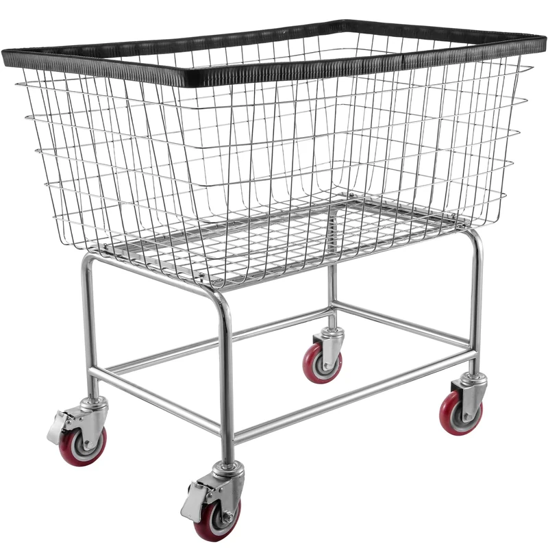 VEVOR Wire Laundry Cart, 4.5 Bushel Wire Laundry Basket with Wheels, 35"x15.7"x22" Commercial Wire Laundry Basket Cart, Steel Frame with Chrome Finish, 5'' Casters, Wire Basket Cart