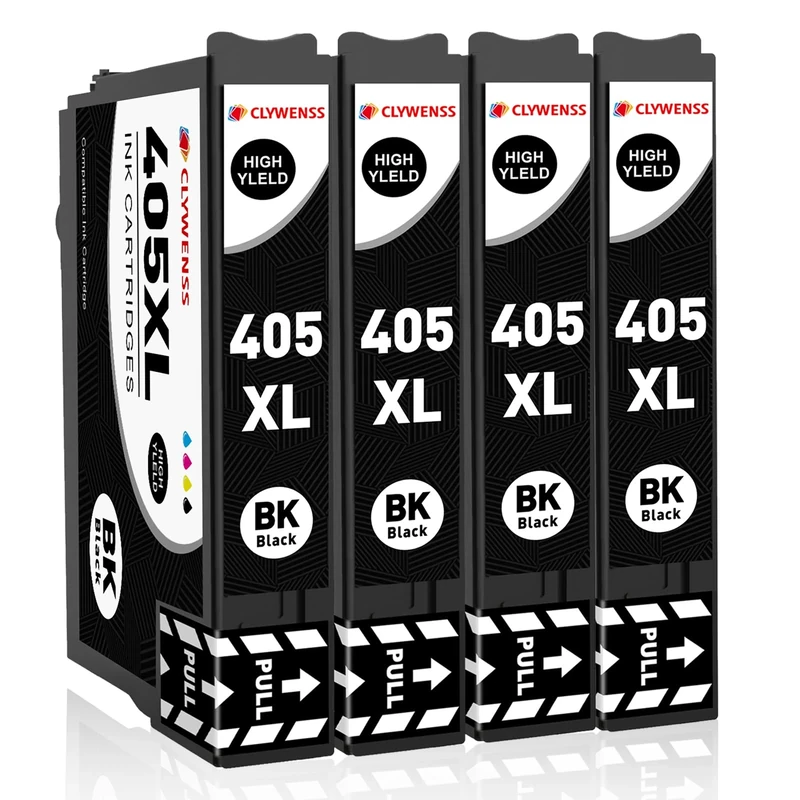 Clywenss Compatible 405XL Ink Cartridges Replacement with Epson 405 XL Multipack for WorkForce Pro WF-4820 WF-3820 WF-7310 WF-7830 WF-7840 WF-4830 WF4820 WF3820 WF7310 WF7830 WF7840 WF4830, 4-Black