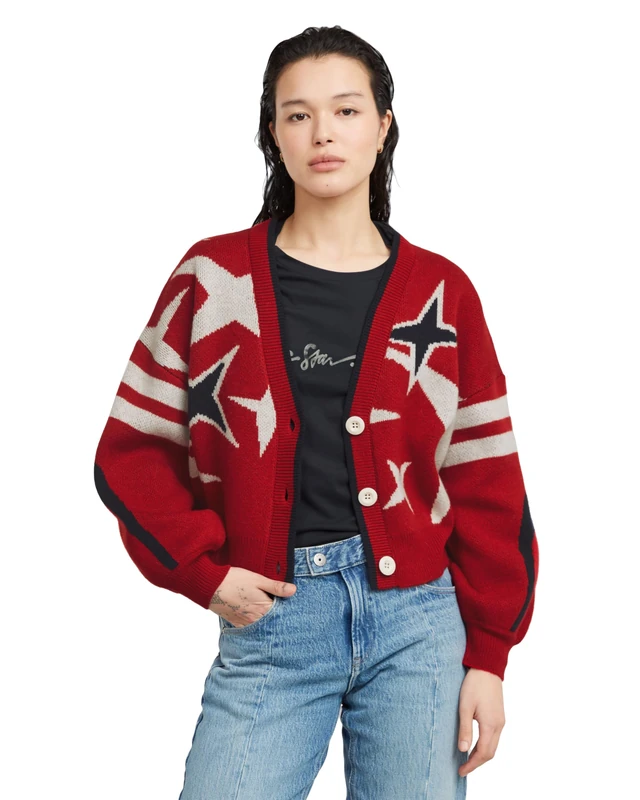 G-Star Women's Holiday Loose Knitted Cardigan , Red (baron D25730-D939-1828), M