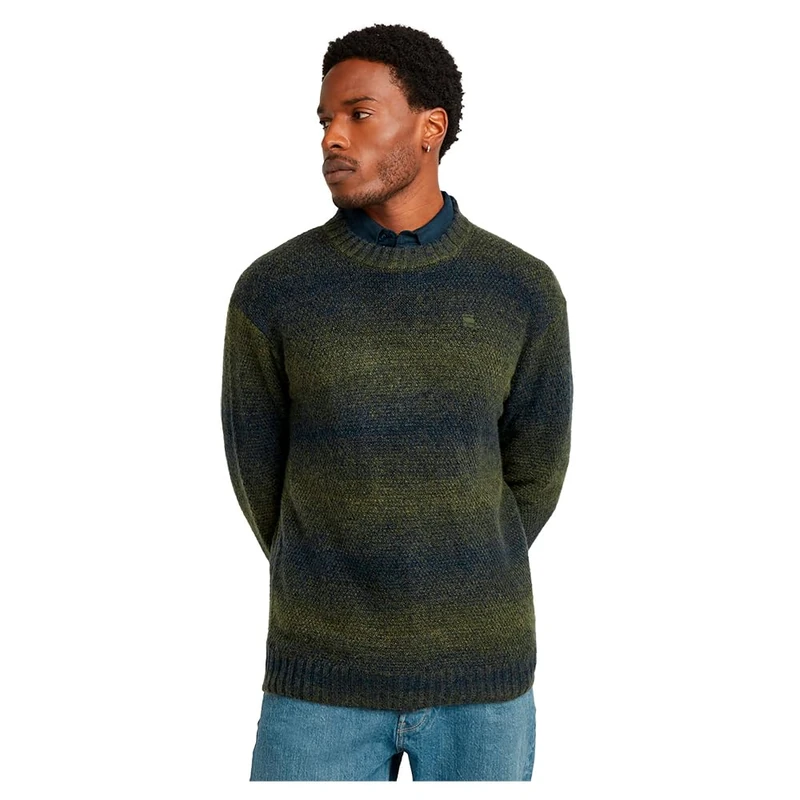 G-Star Men's Gradient Knitted Sweater, Multicolour (dk moss gradient D25120-D757-G880), L