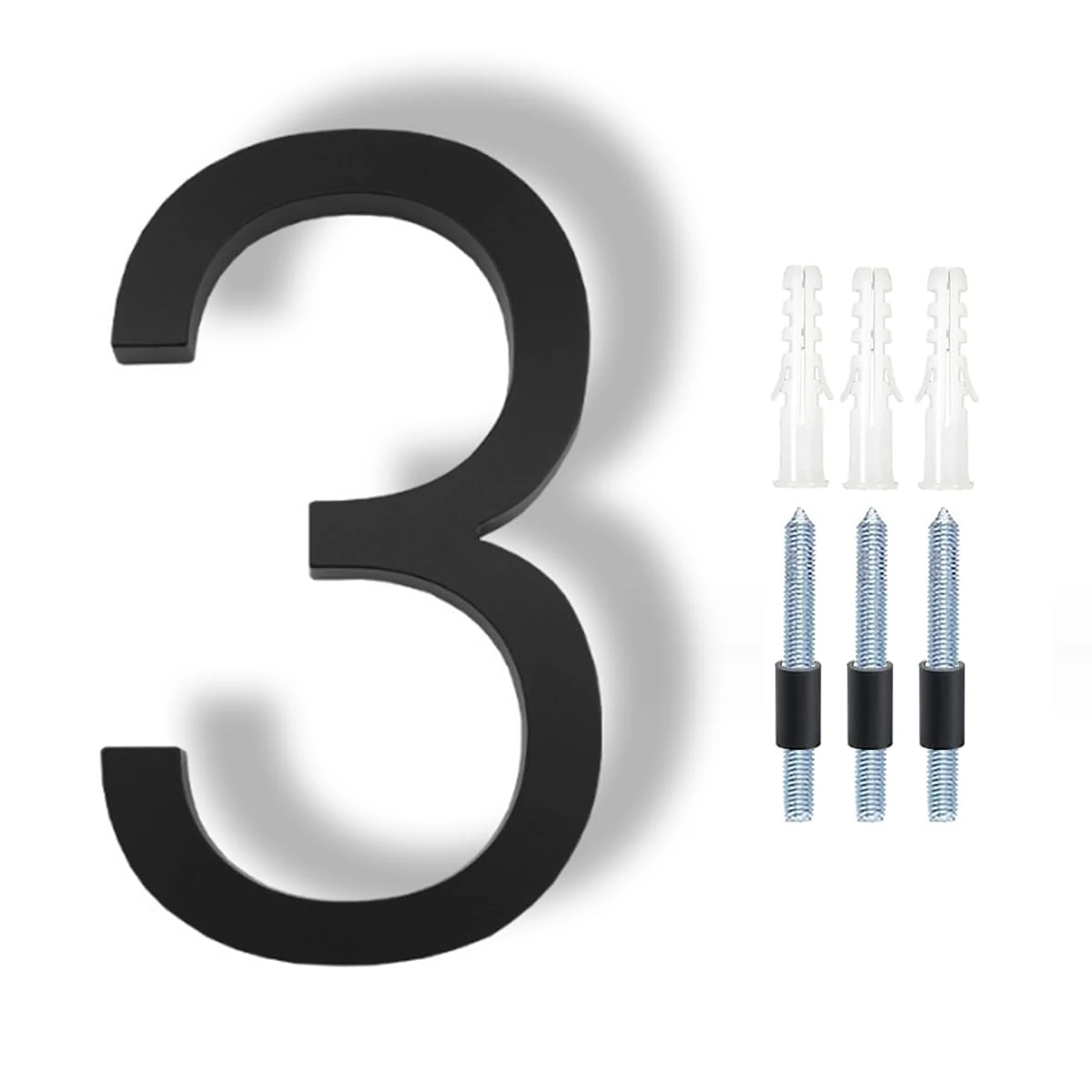 HKFENG Floating House Number Plaques 5 inch,House Number Sign,House Numbers Plates for Outside,Modern Door Numbers Signage Zinc Alloy Black