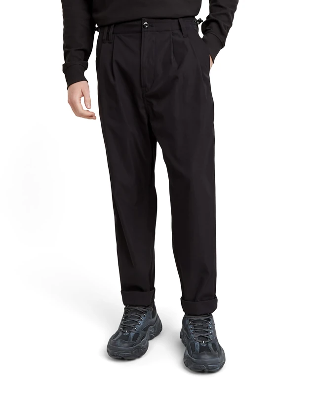 G-Star Men's Pleated Tech Chino Relaxed, Black (dk black D25233-D517-6484), 27W / 30L