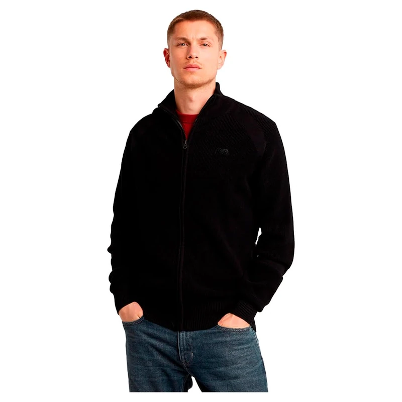 G-Star Men's Detailed Knitted Zip Thru Sweater, Black (dk black D25746-C868-6484), L