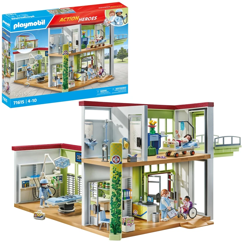Playmobil 71615 Modern Hospital - Action Heroes - Includes Four Characters and Medical Equipment - Ages 4 and Above