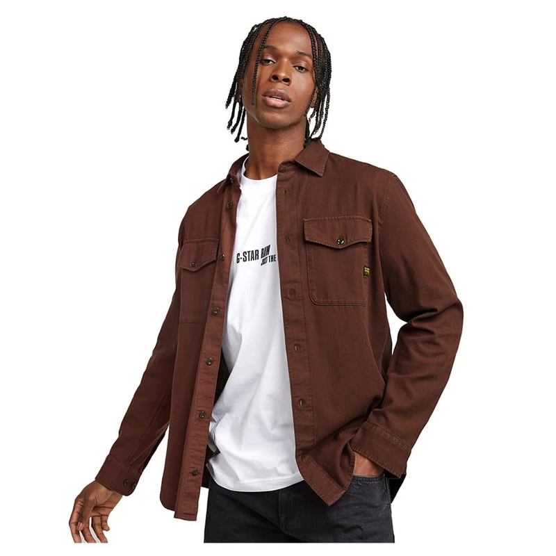 G-Star Men's Marine Slim Shirt, Red (dk plum gd D24963-D454-G701), L